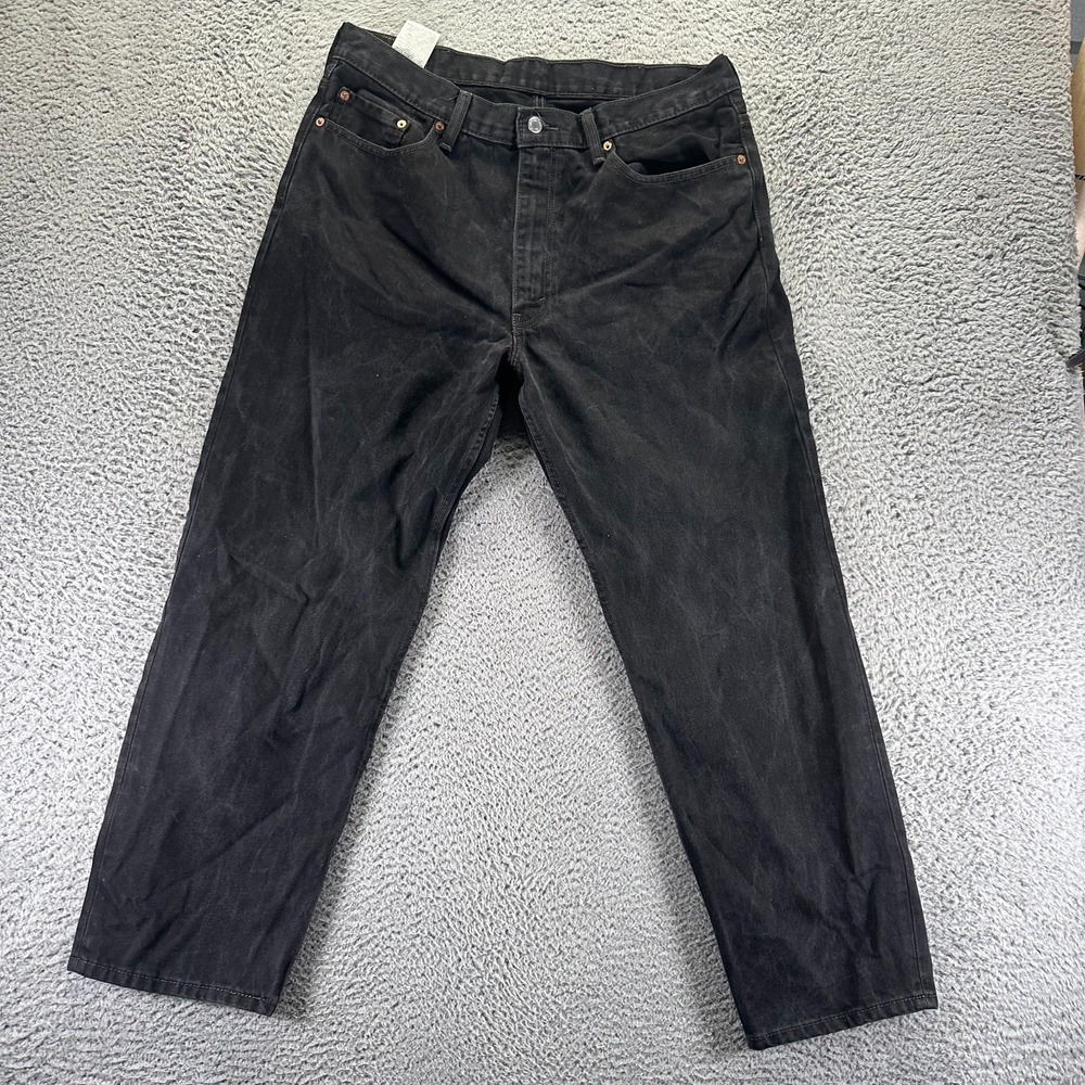 Levi's 550 Jeans Men 38x30 Black Cotton Denim Straight Leg Travel Faded Workwear
